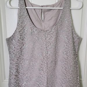 Gray silver laced dressing top.